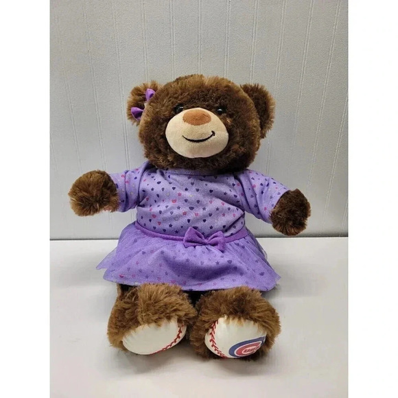 Build-A-Bear Other - Build A Bear National Teddy With Purple Dress And Bow. Chicago Cubs Logo